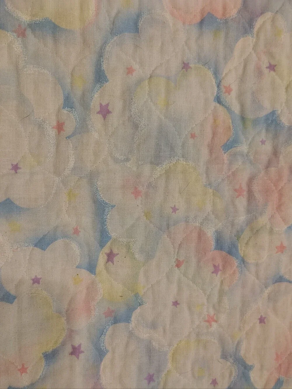 Vintage Whimsical Teddy Bears & Flying Dragon Baby Quilt With Pastel Colors